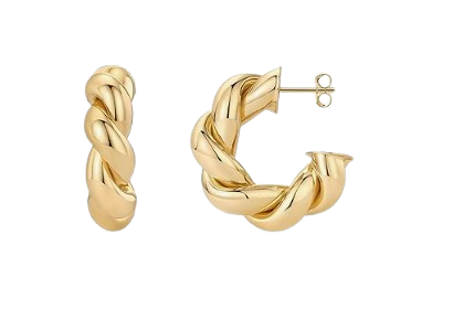 PAVOI 14K Gold-Plated Twisted Rope Hoop Earrings, classic spring accessories