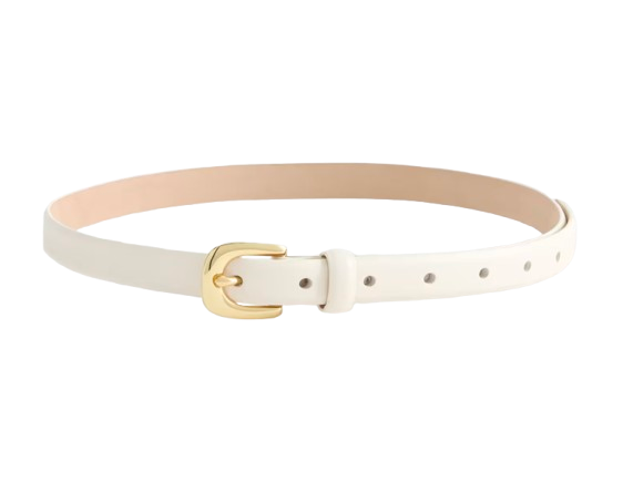 Quince Sophia European Leather Skinny Belt in White