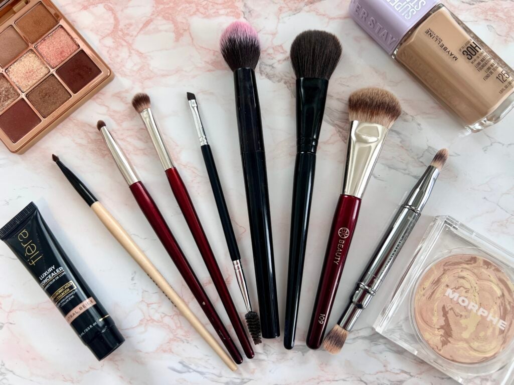 blush, eyeshadow, concealer, foundation