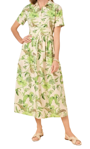 Talbots Modern Poplin Smocked Midi Dress