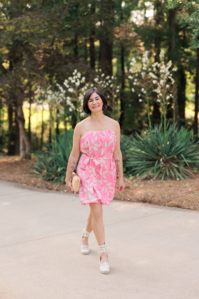 wedges, wicker bag, occasion, summer outfit
