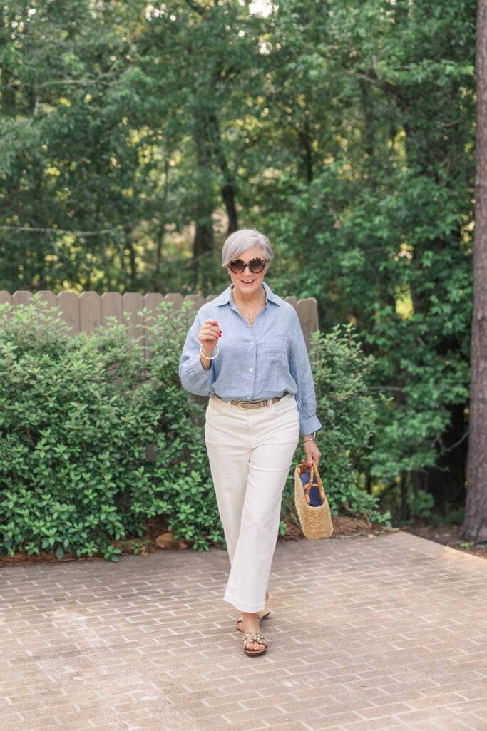 Beth Djalali wearing the summer coastal grandmother aesthetic