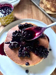 Lemon Ricotta Pancakes with Blueberry Compote