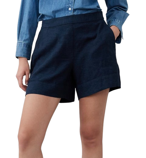 Navy Linen Shorts
