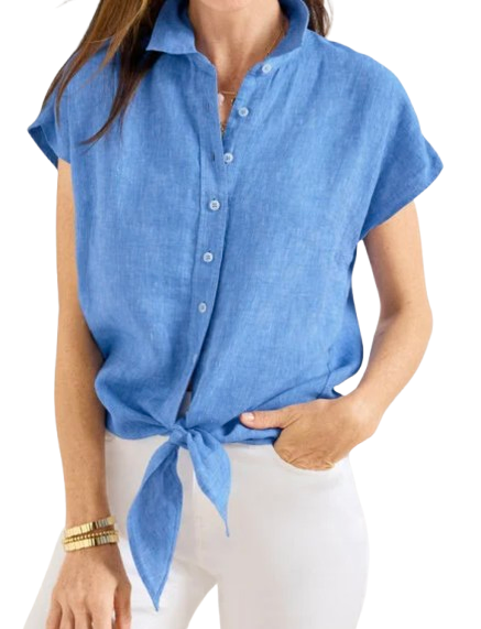Talbots Tie Hem Button Front Top