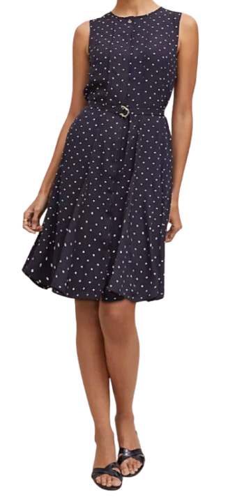 Ann Taylor Dotted Belted Flare Dress