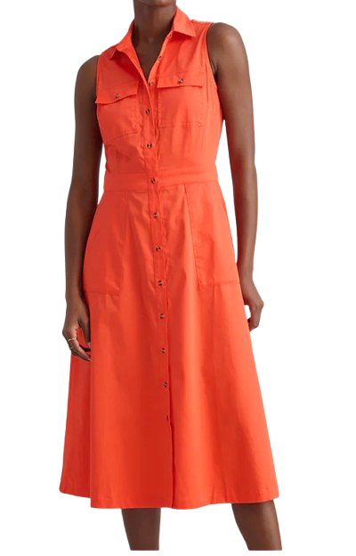 Untuckit Stretch Cotton Sleeveless Cordelia Shirtdress