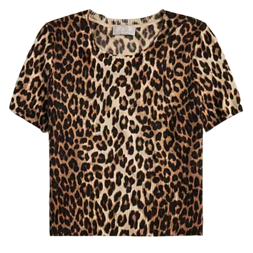 J.Crew Featherweight Cashmere Shrunken Tee in Leopard