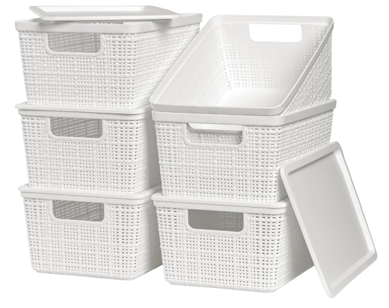 Plastic Woven Storage Bins with Lids