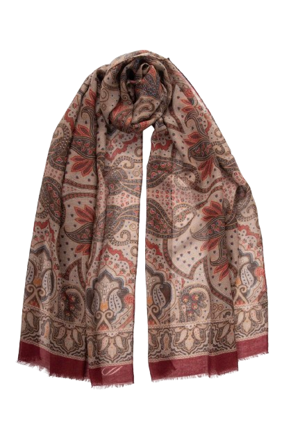 Lightweight Wool Scarf in a Fall Print