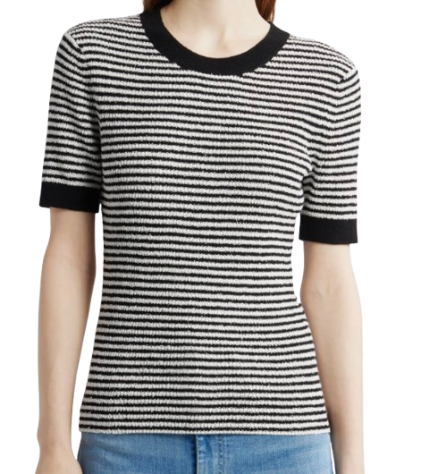 Nic+Zoe Textured Stripe Short-Sleeve Sweater