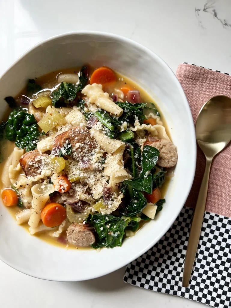 Sausage and Noodle Soup with Kale
