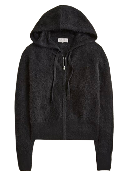 J.Crew Brushed Cashmere Zip Up Hoodie – Black