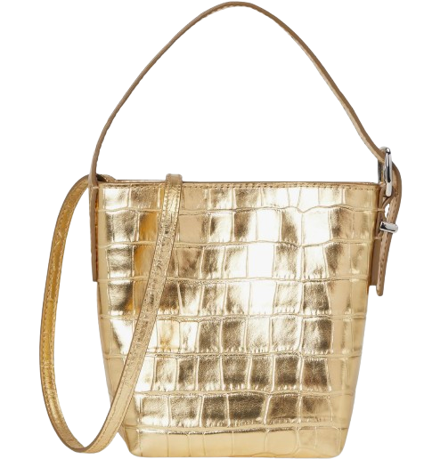 Madewell Croc-Embossed Gold Bucket Bag