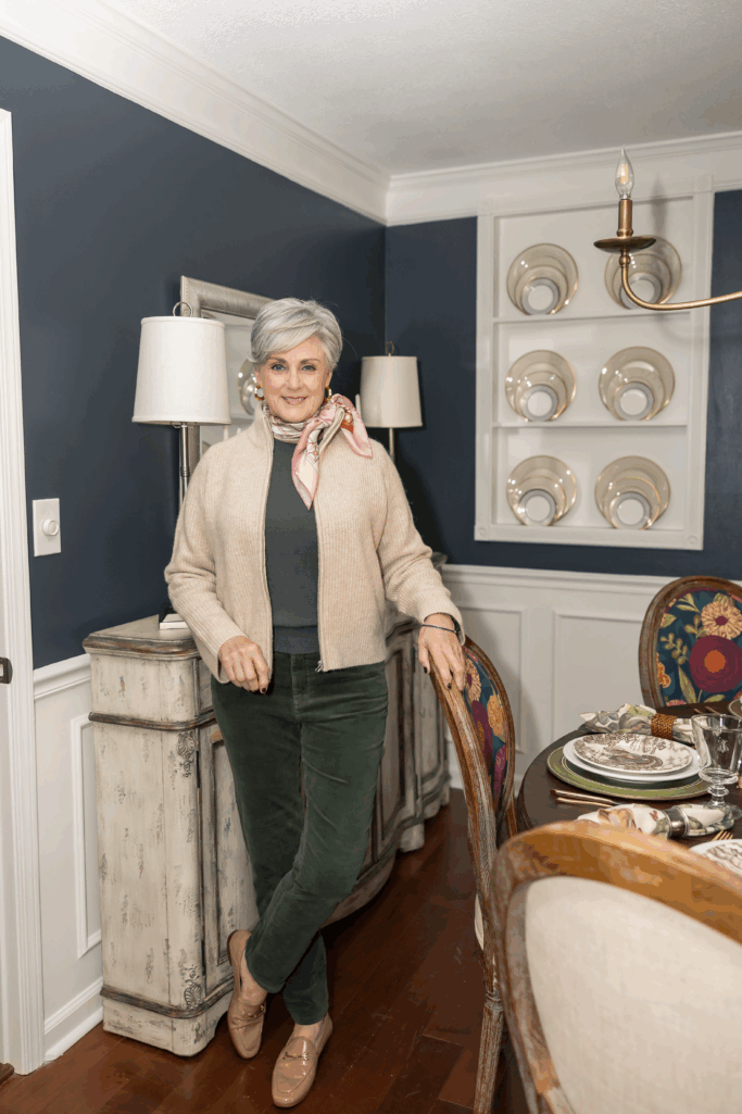 earth tones and cream sweater