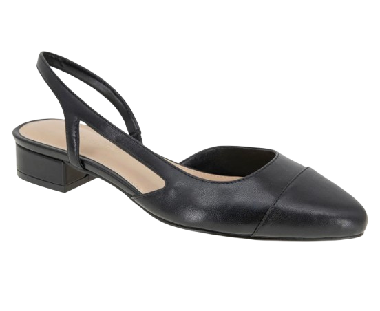 Cap Toe Slingback Pump – Black | Black