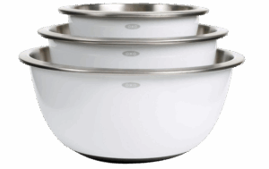 White OXO Good Grips Stainless Steel Mixing Bowl Set