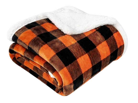 Black-and-Orange Plaid Throw Blanket