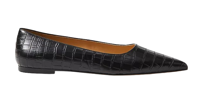 AT Weekend Pointy Toe Croco Ballet Flat