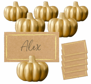 Kate Aspen Fall Decor Mini Gold Pumpkin Place Card Holders