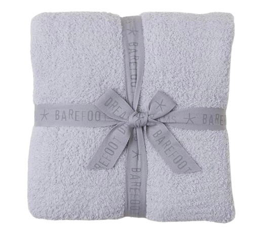 Barefoot Dreams CozyChic Throw Blanket in a cool toned oyster gray