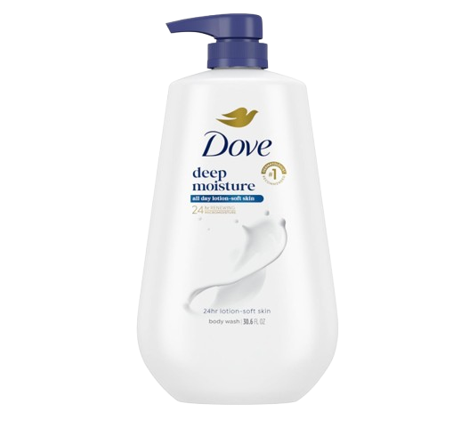 Dove Deep Moisture Body Wash, a creamy cleanser with moisturizing ingredients designed to leave skin soft, smooth, and hydrated after showering