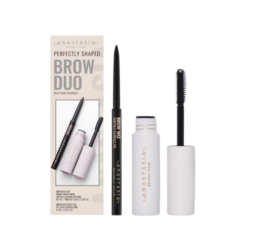 Anastasia Beverly Hills Perfectly Shaped Brow Duo, including the Brow Wiz pencil and Clear Brow Gel, designed to define, shape, and set brows for a natural, polished look.