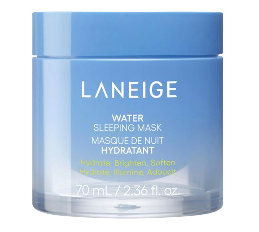Laneige Water Sleeping Mask in a translucent blue jar, an overnight hydrating mask designed to deeply moisturize, brighten, and soften skin while you sleep.