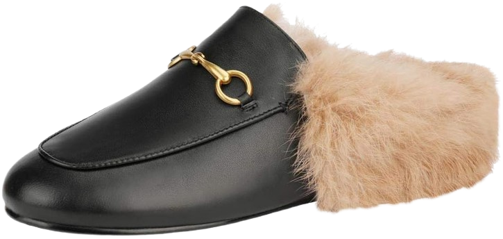 Gucci Princetown-inspired fur-lined mules with gold horsebit hardware