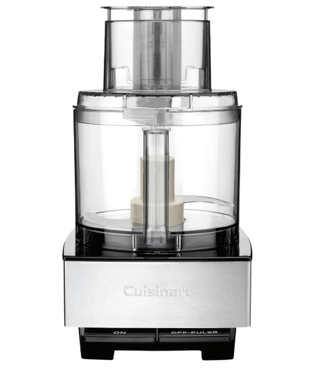 Cuisinart 14-cup food processor with clear work bowl, stainless steel slicing and shredding discs, and wide feed tube for chopping, slicing, and mixing.