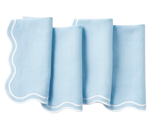 Light Blue Scallop Edge Cloth Napkins