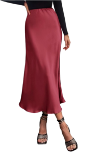Satin A-Line Midi Slip Skirt