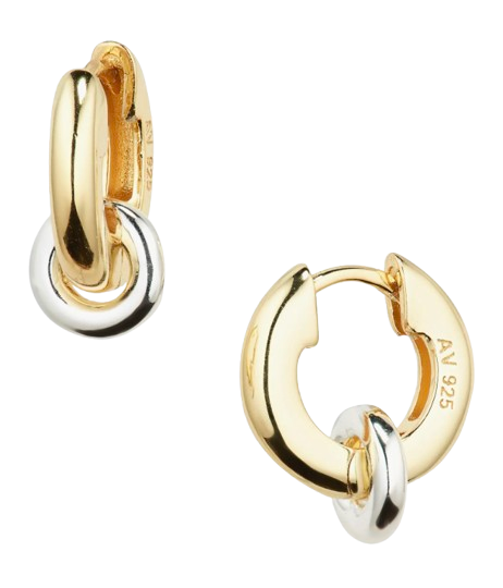 Two-tone paperclip chain necklace with alternating gold and silver links, accented with subtle cubic zirconia detailing.