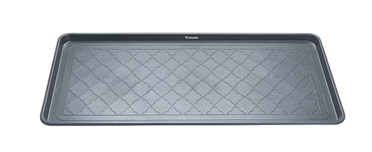 Extra-large grey all-weather boot tray with a raised patterned surface, designed to hold muddy shoes or boots and protect floors from water and debris.
