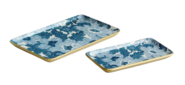 Classic floral enamel tray that adds color and function to coffee tables, vanities, or bedside styling.
