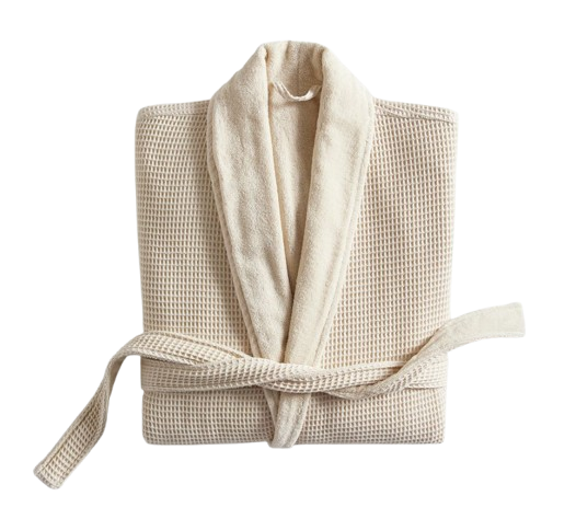 A breathable cotton waffle robe lined with soft, absorbent fabric for that spa-at-home feel.