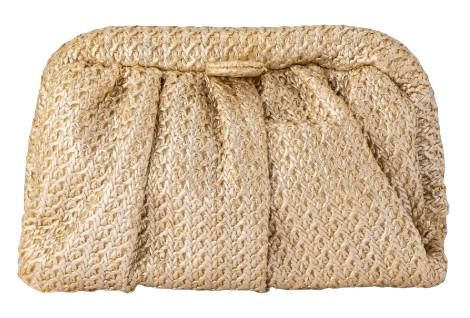 Olga Berg Stevie Pleated Woven Clutch
