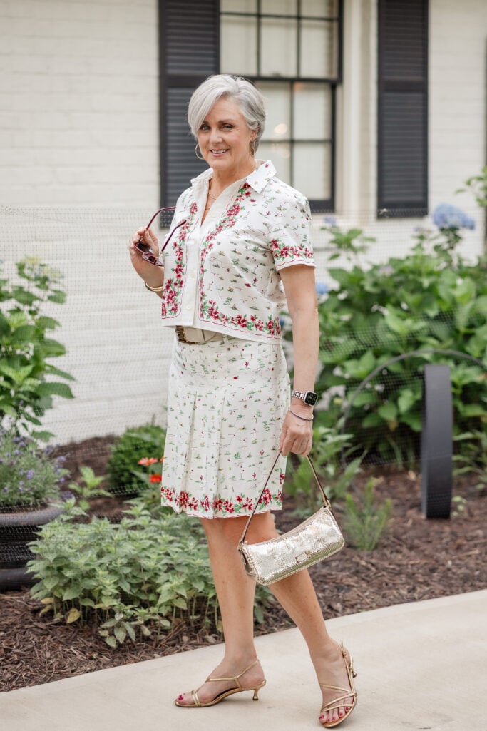 Map-print button-down shirt styled as a summer set