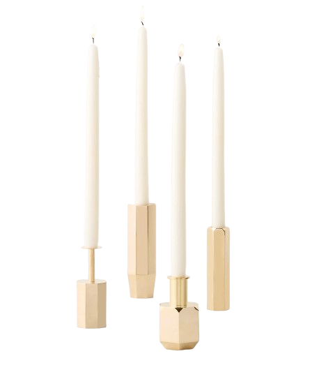 CB2 Celestine Brass Taper Candle Holders