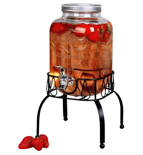 Estilo 1-Gallon Glass Drink Dispenser with Infuser and Stand