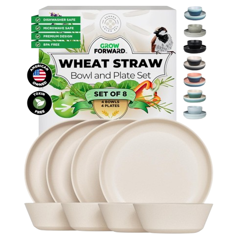 Grow Forward Premium Wheat Straw Plates and Bowls