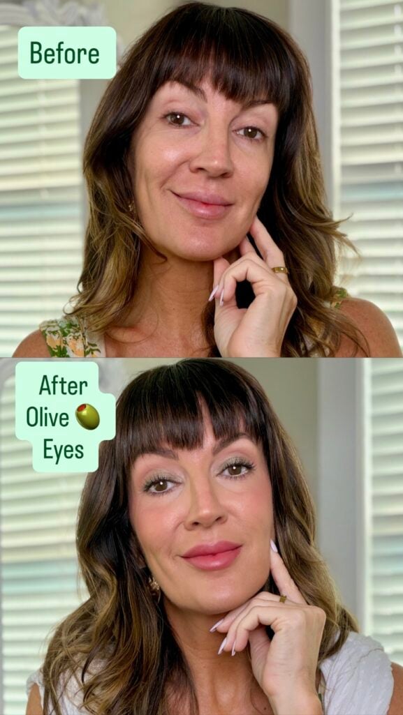 olive eyeshadow before and after transformation