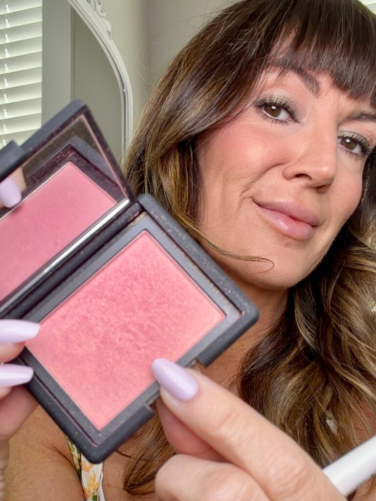 Nars Orgasm blush application with brush