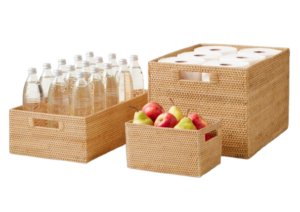 Hold Everything Rattan Cubby Pantry Baskets