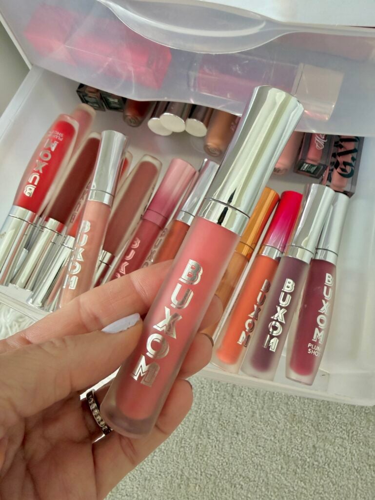 Buxom Lip Plumping Cream in shade Hot Toddy on the lips