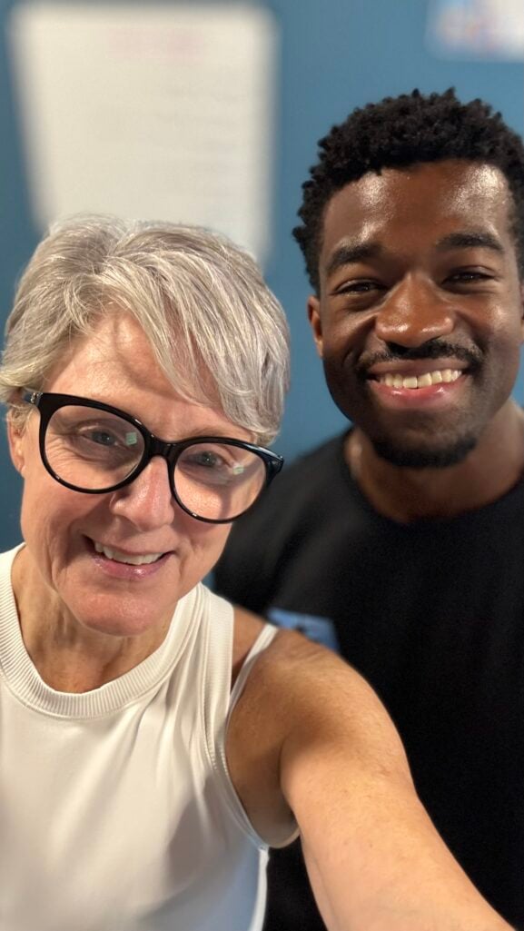 Beth Djalali smiling in a selfie with her personal trainer at Fitness Together